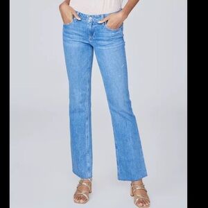 PAIGE Sloane Low Rise Raw Hem Bootcut Jeans Bliss Distressed Size 26